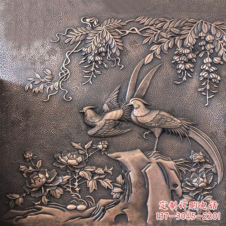 内江喜鹊紫铜浮雕装饰画