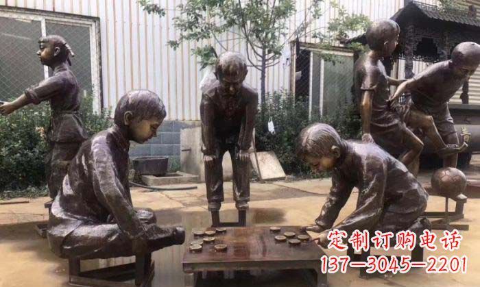内江下象棋儿童铜雕 (2)