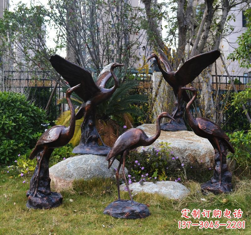 内江仙鹤铜雕塑 (2)