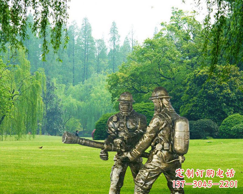 内江消防员灭火铜雕