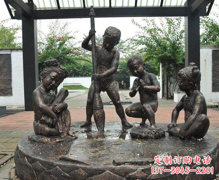 内江小孩写大字铜雕小品