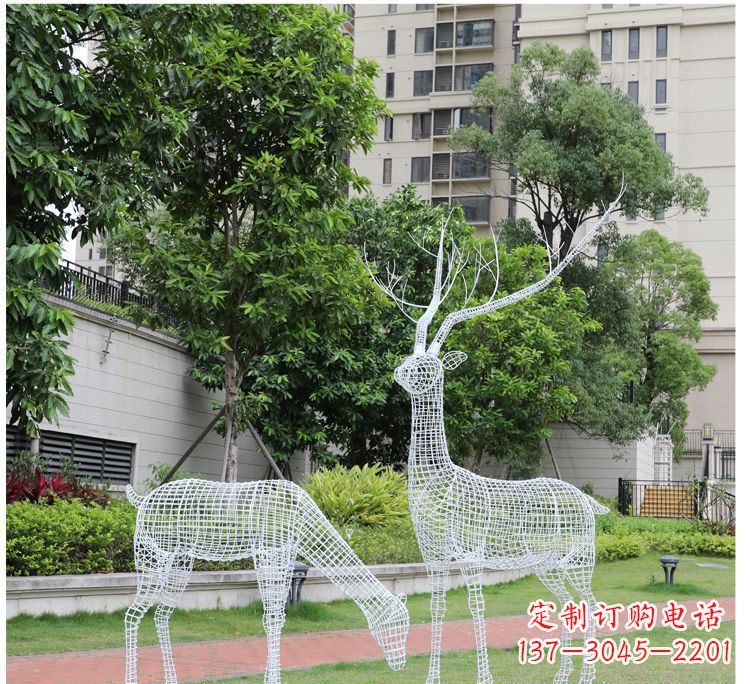 内江小区不锈钢镂空梅花鹿鹿雕塑