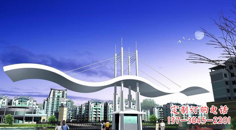 内江小区不锈钢门牌坊景观雕塑