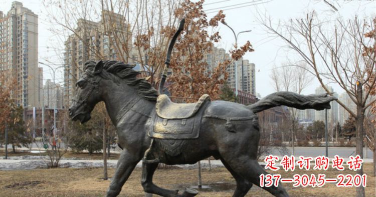 内江小区动物奔跑的马铜雕