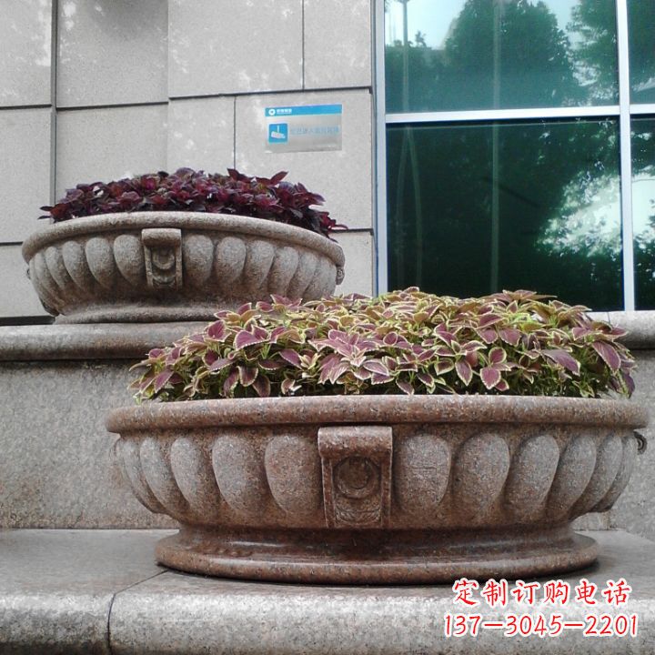 内江小区花岗岩石雕花盆