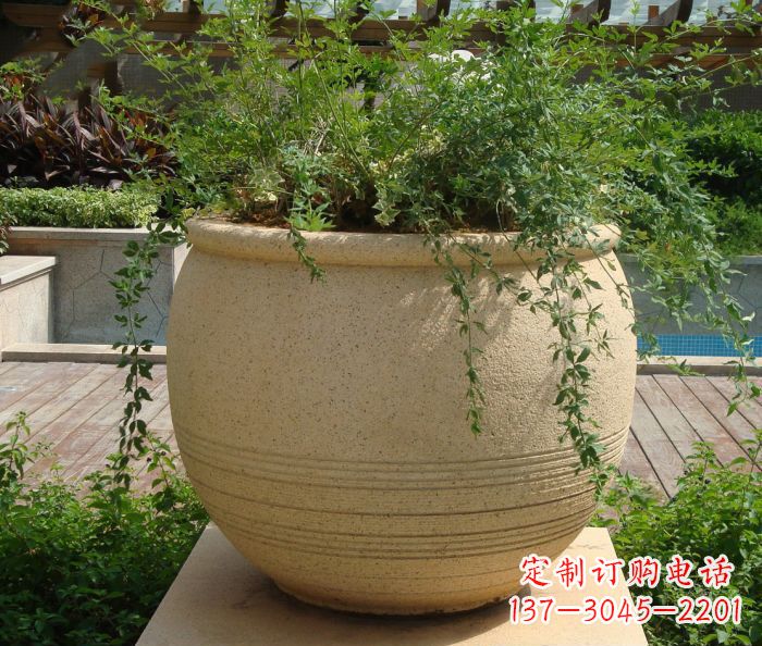 内江小区景观大理石花盆石雕 (2)