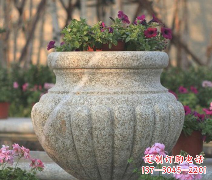 内江小区景观大理石花盆石雕 (6)
