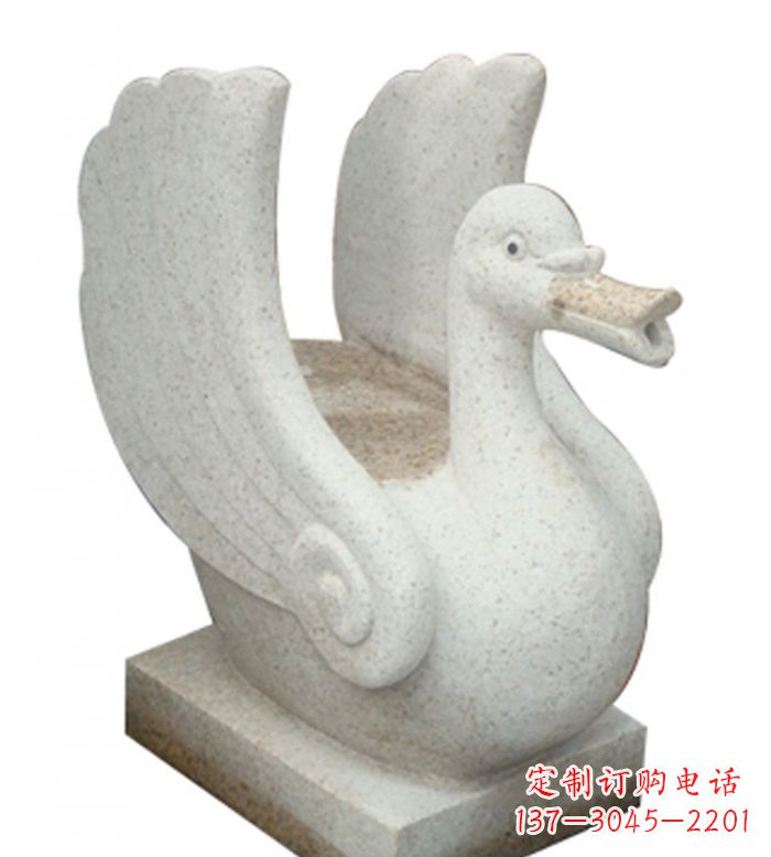 内江小区景观大理石天鹅喷泉石雕 (2)