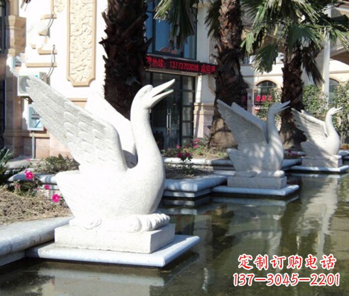 内江小区景观大理石天鹅喷泉石雕