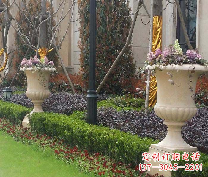 内江小区景观汉白玉花盆石雕