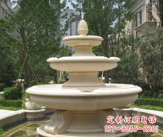 内江小区景观晚霞红多层喷泉石雕