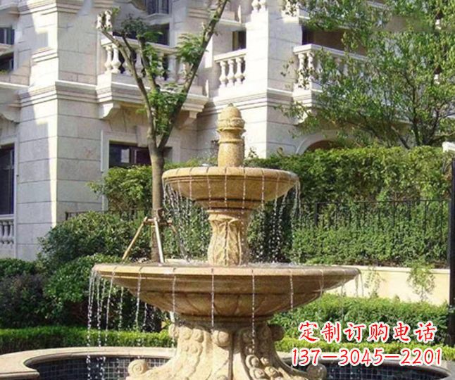 内江小区景观晚霞红多层喷泉石雕 (4)