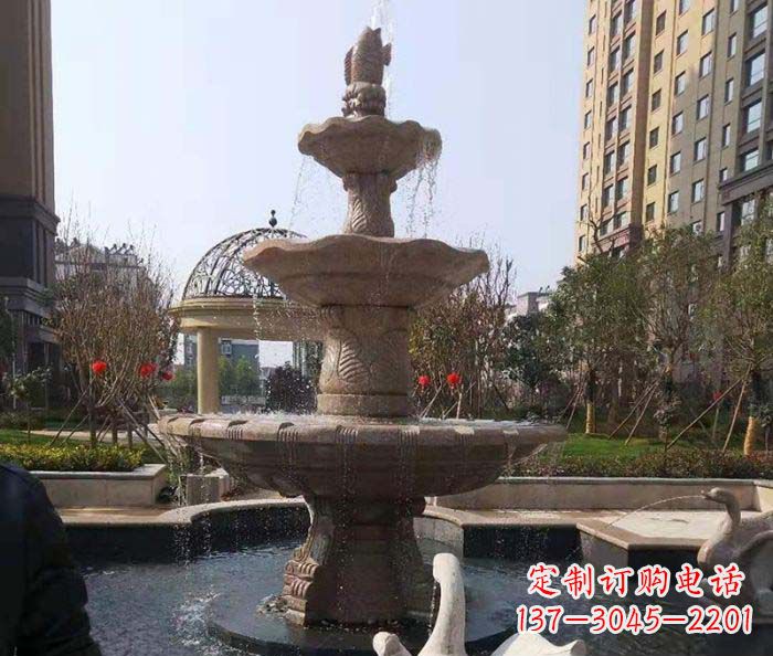 内江小区景观晚霞红鲤鱼石雕喷泉