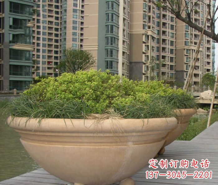 内江小区景观晚霞红花盆石雕