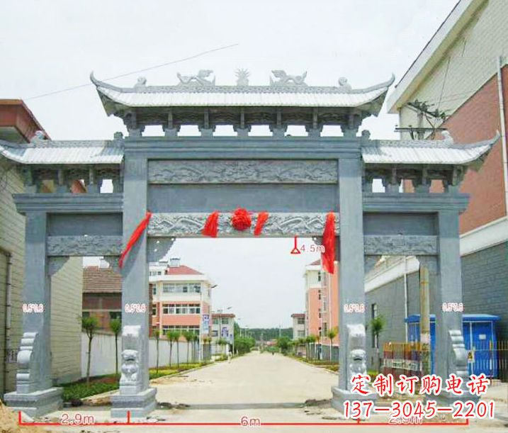 内江小区三门牌坊石雕