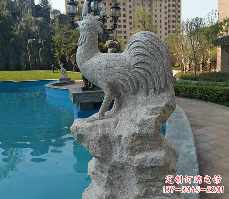 内江小区十二生肖鸡动物石雕