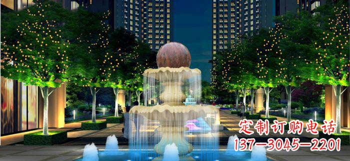 内江小区石来运转风水球石雕喷泉