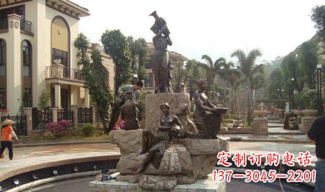 内江小区西方美女喷泉人物铜雕