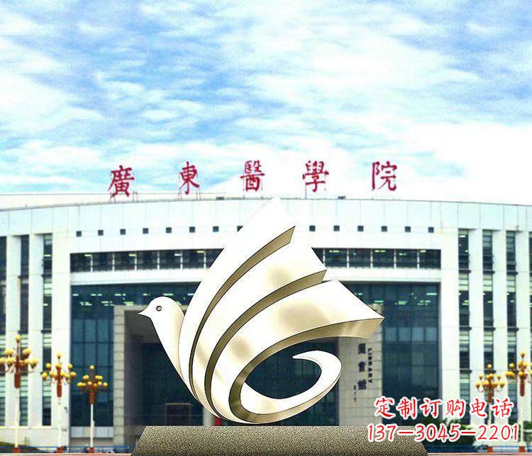 内江校园不锈钢抽象和平鸽雕塑