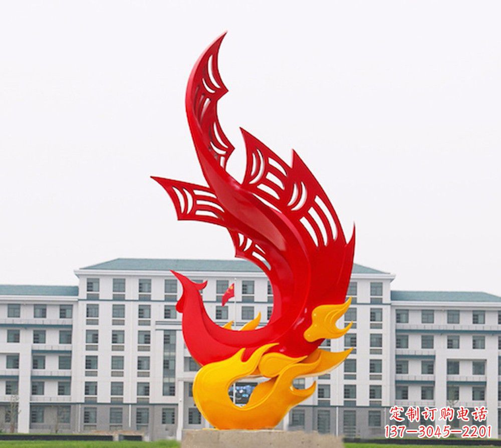 内江校园不锈钢凤凰浴火雕塑