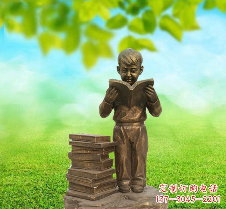 内江校园读书的小男孩铜雕