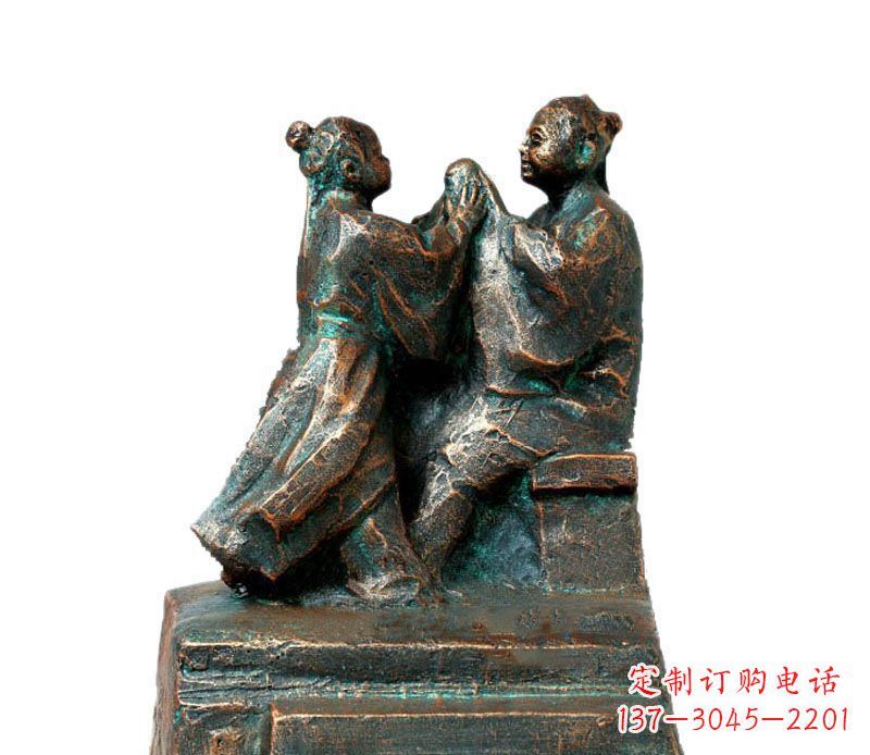 内江校园古代孔融让梨人物铜雕