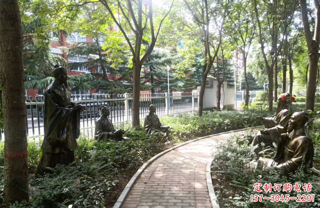 内江校园古代名人孔子讲学铜雕