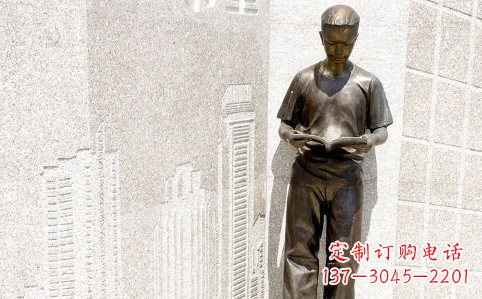 内江校园看书的学生人物铜雕