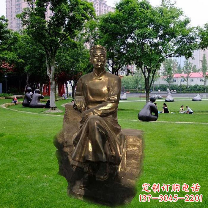 内江校园名人鲁迅先生玻璃钢仿铜雕像