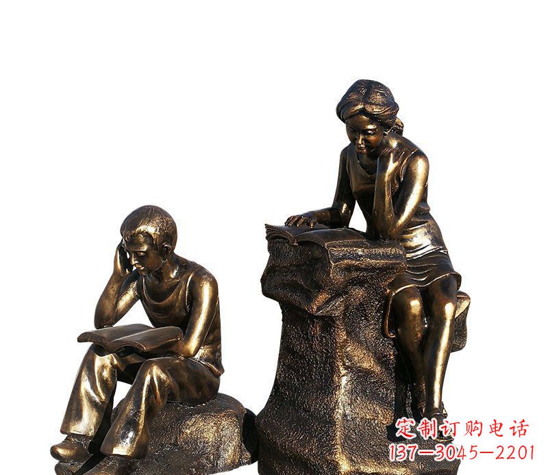 内江校园铸铜学生看书人物雕塑