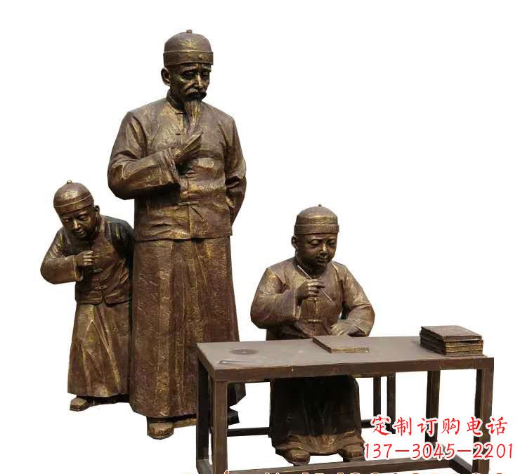 内江学生与老师人物铜雕