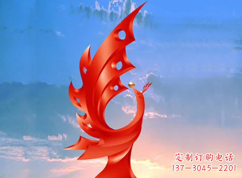 内江学校不锈钢奋进凤凰标志雕塑