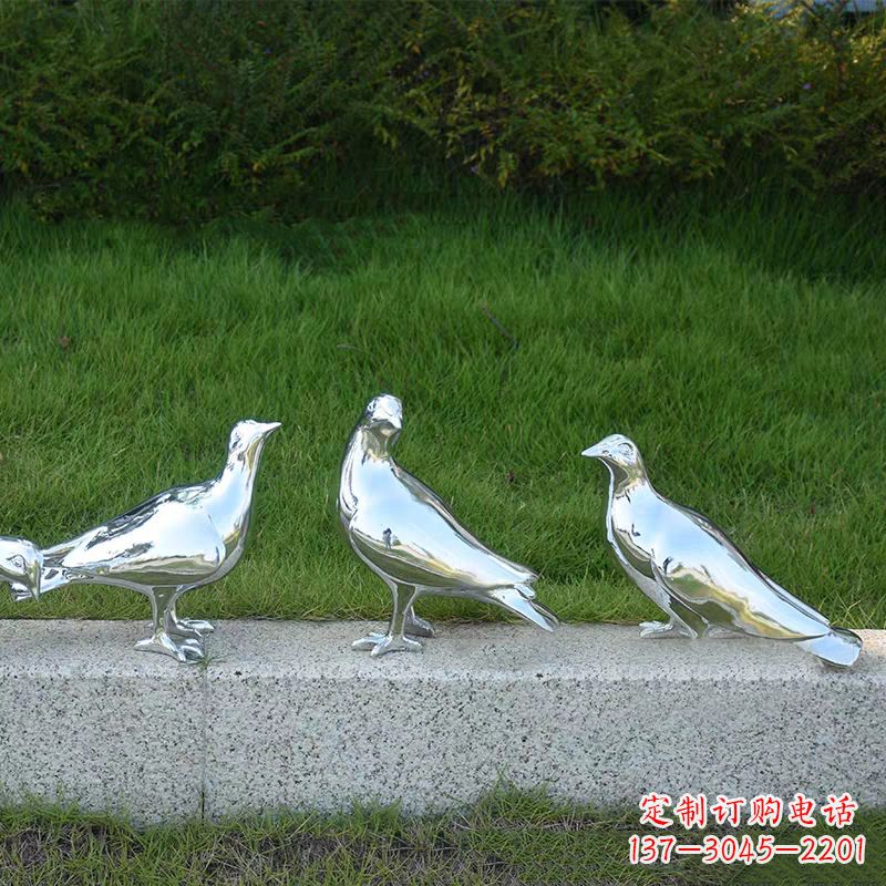 内江银白色不锈钢电镀鸽子雕塑摆件