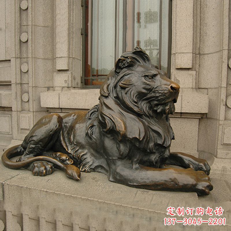 内江银行大门铜雕港币狮子看门动物雕塑