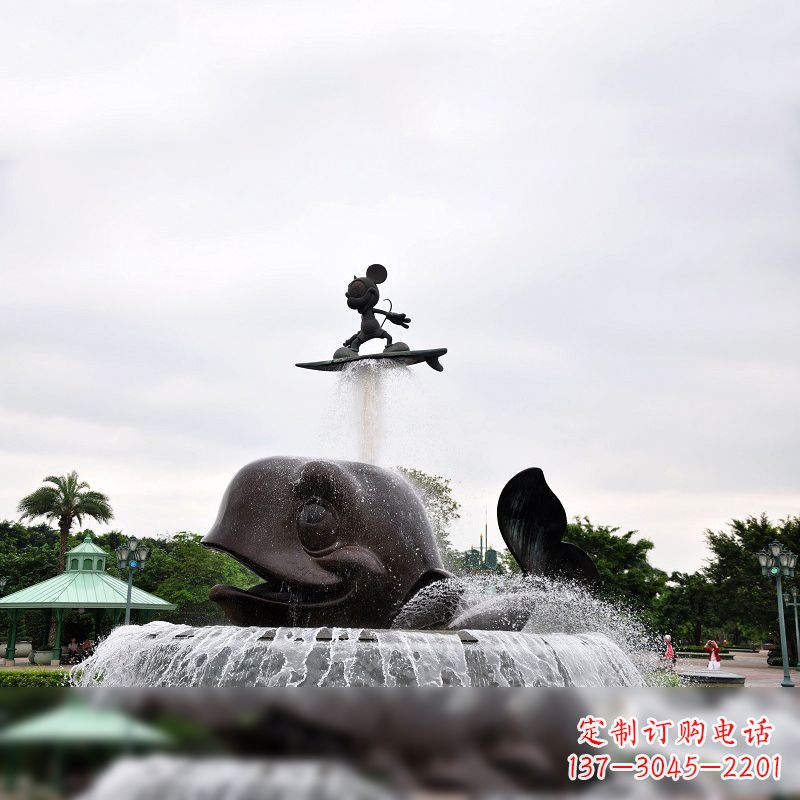 内江鱼和小孩水景喷泉