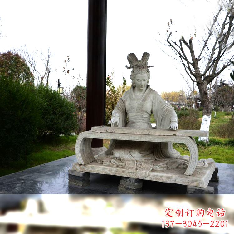 内江虞姬弹琴雕塑-公园古代人物著名美女情景雕塑