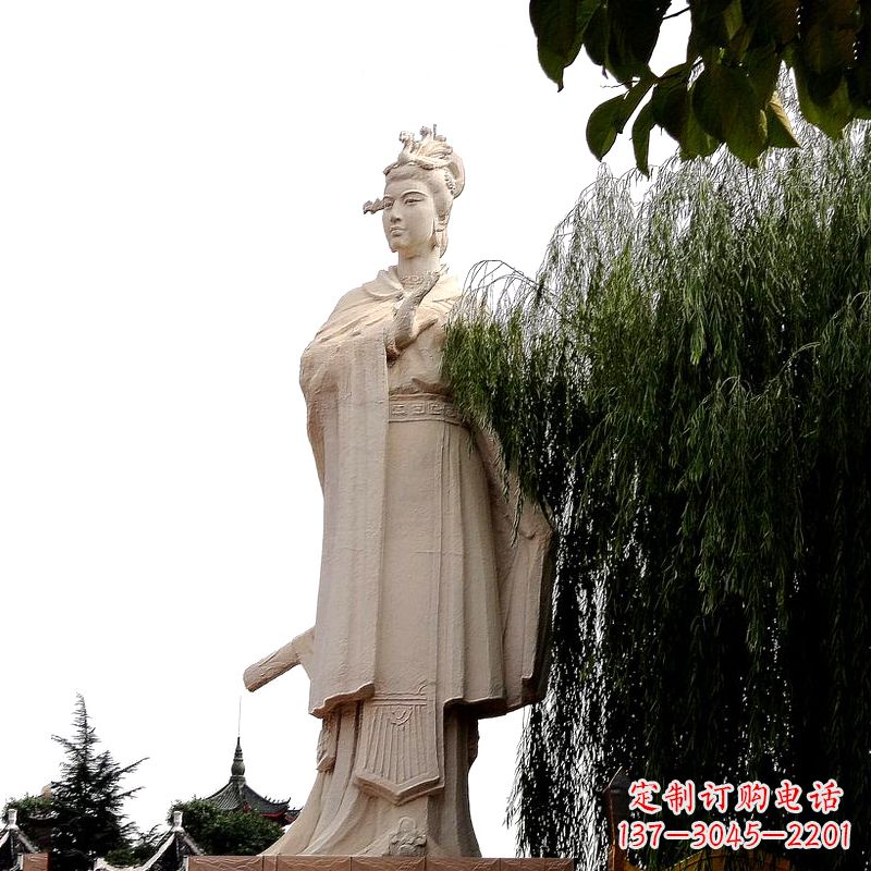 内江虞姬砂岩石雕-景区园林古代人物著名美女雕像