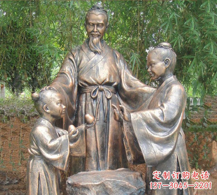 内江寓言故事铜雕_孔融让梨
