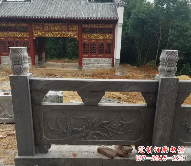 内江园林仿古兰花石浮雕栏板景观石雕