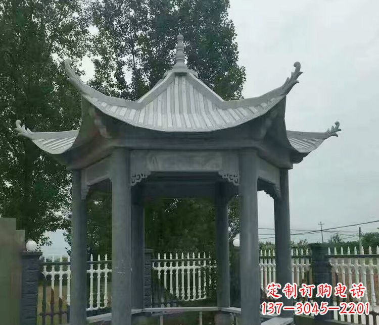 内江园林仿古石凉亭景观石雕 (2)