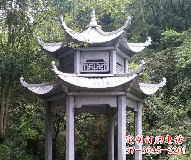 内江园林仿古石凉亭景观石雕 (3)