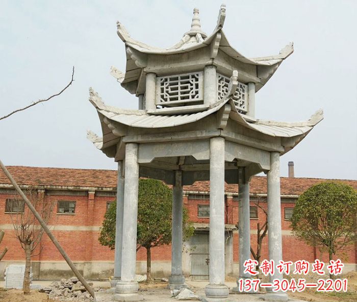 内江园林仿古双层石雕凉亭 (2)