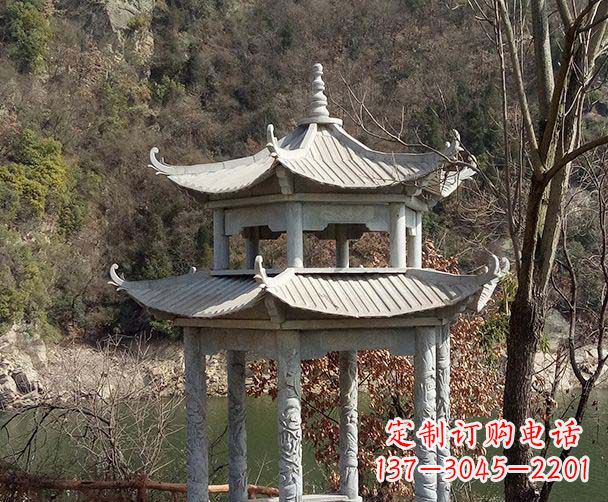 内江园林仿古双层石雕凉亭