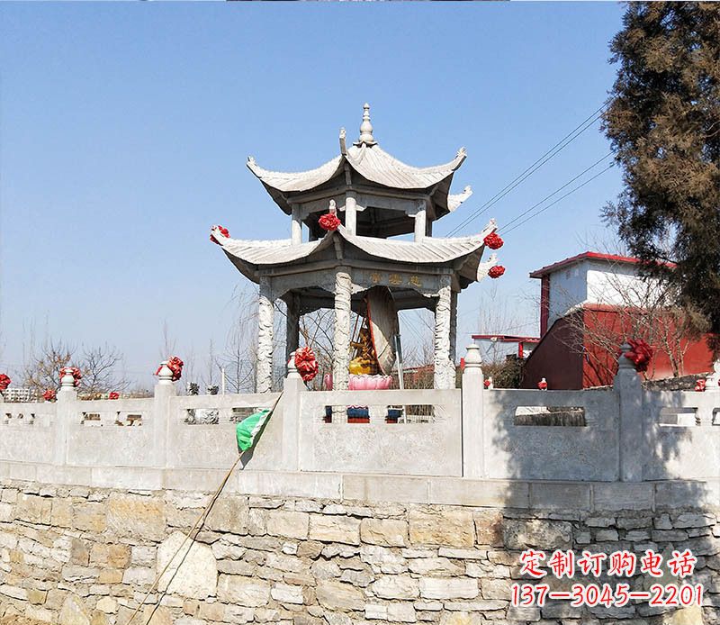 内江园林仿古双层石凉亭景观石雕 (3)