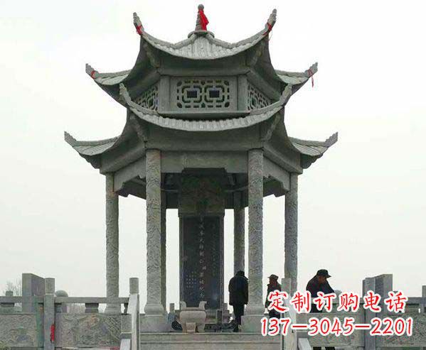 内江园林仿古双层石凉亭景观石雕