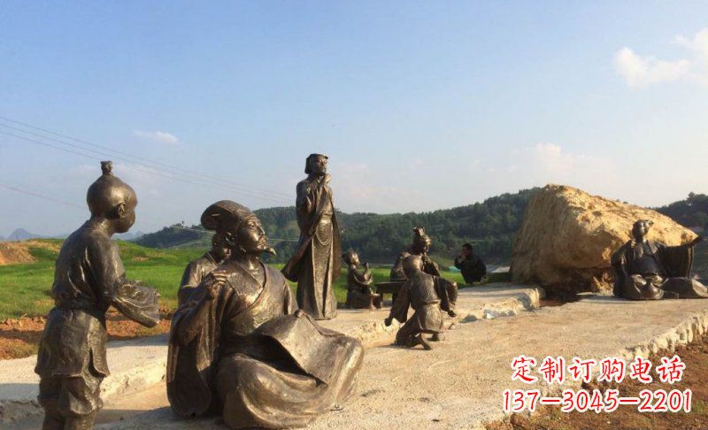 内江园林古代人物和玩耍的小孩小品铜雕