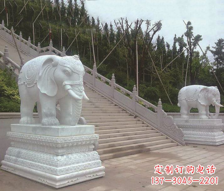 内江园林汉白玉大象景观石雕