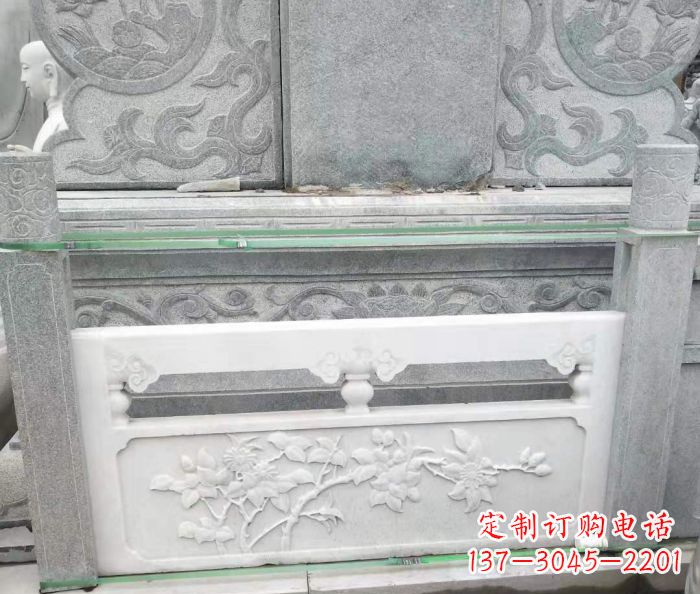 内江园林汉白玉石浮雕栏板 (3)