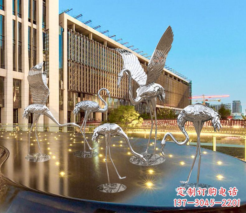 内江园林火烈鸟不锈钢雕塑