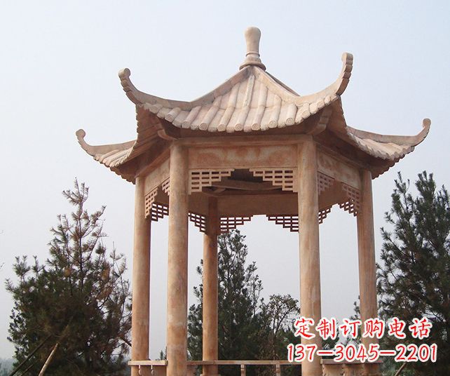 内江园林景观单层石雕凉亭 (3)